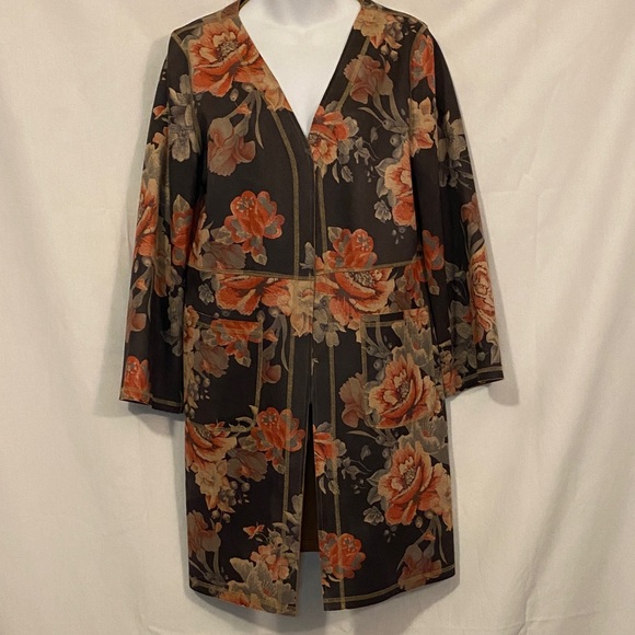 Solitaire Jackets & Blazers - Chic Floral Open Front Jacket